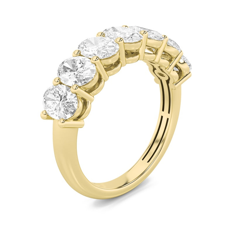 2CTW Oval Shaped Lab Grown Diamond (F/VS) Seven Stone Band Ring in 14K Gold