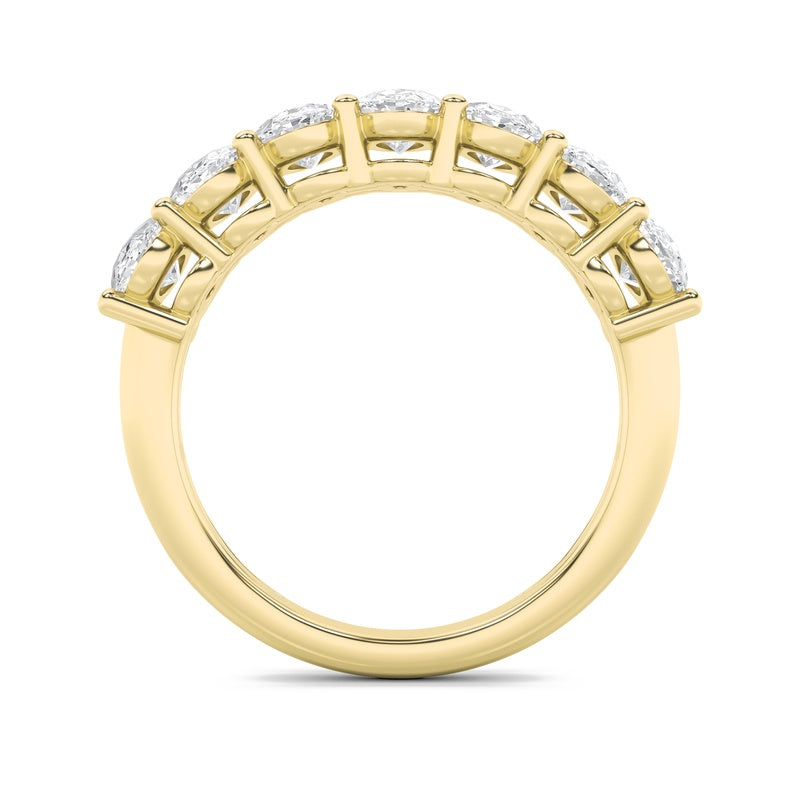 2CTW Oval Shaped Lab Grown Diamond (F/VS) Seven Stone Band Ring in 14K Gold