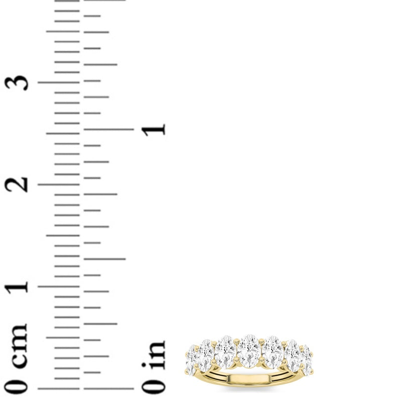 2CTW Oval Shaped Lab Grown Diamond (F/VS) Seven Stone Band Ring in 14K Gold
