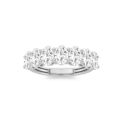 3CTW Oval Shaped Lab Grown Diamond (F/VS) Seven Stone Band Ring in 14K Gold