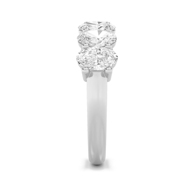 3CTW Oval Shaped Lab Grown Diamond (F/VS) Seven Stone Band Ring in 14K Gold