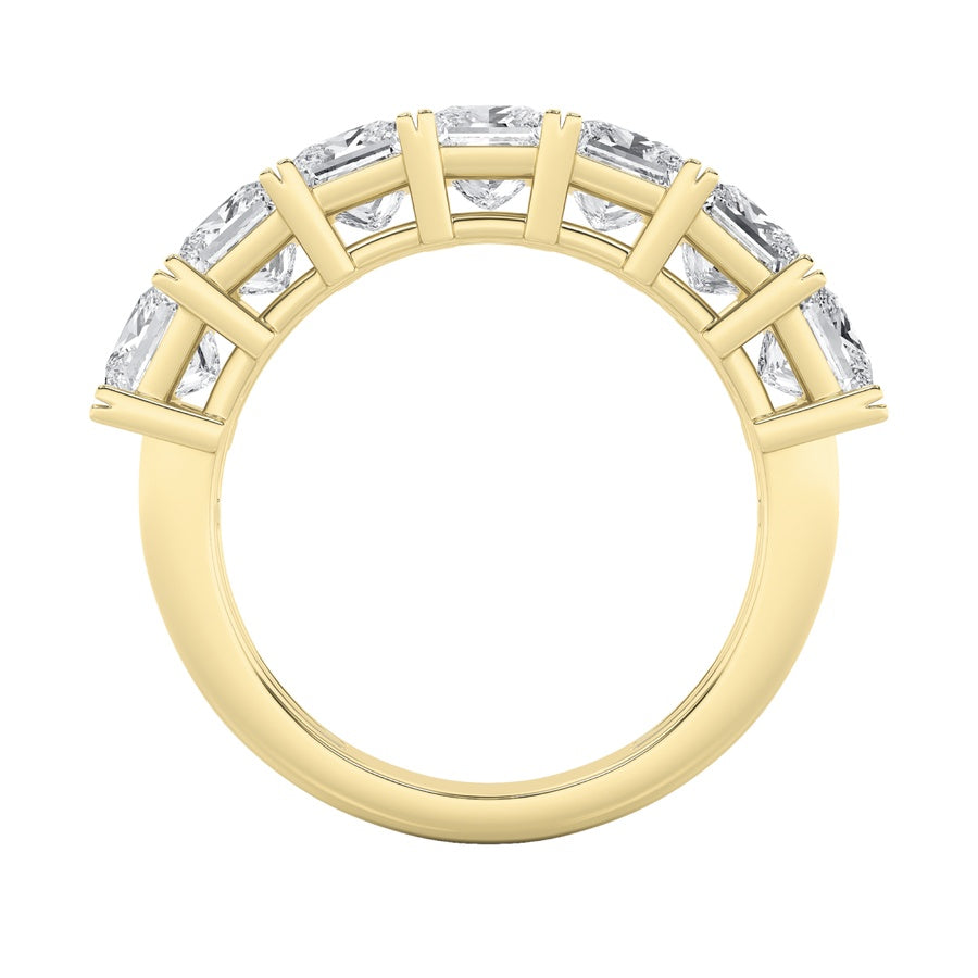 3Cttw Princess Shaped Lab Grown Diamond (F/VS) Seven Stone Band Ring in 14K Gold
