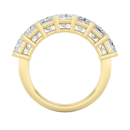 3Cttw Princess Shaped Lab Grown Diamond (F/VS) Seven Stone Band Ring in 14K Gold