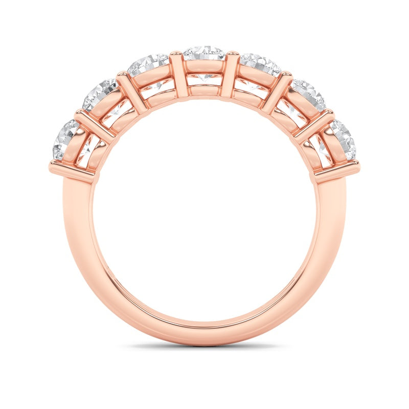 2CTW Round Shaped Lab Grown Diamond (F/VS) Seven Stone Band Ring in 14K Gold