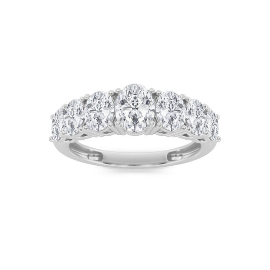 2CTW Oval Shaped Lab Grown Diamond (F/VS) Seven Stone Band Ring in 14K Gold