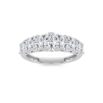 2CTW Oval Shaped Lab Grown Diamond (F/VS) Seven Stone Band Ring in 14K Gold