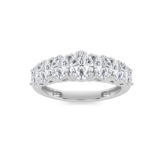 2CTW Oval Shaped Lab Grown Diamond (F/VS) Seven Stone Band Ring in 14K Gold