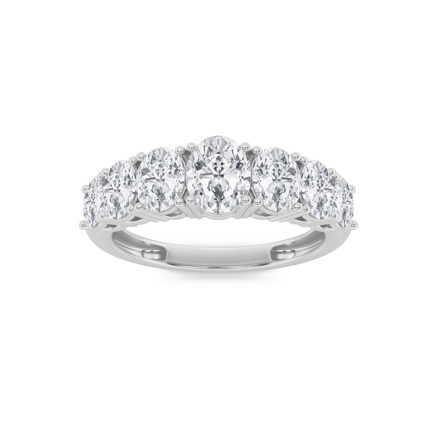 2CTW Oval Shaped Lab Grown Diamond (F/VS) Seven Stone Band Ring in 14K Gold