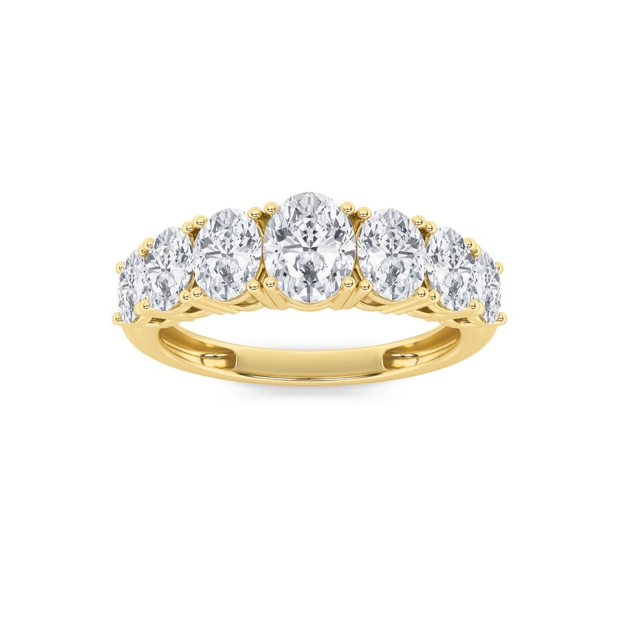 2CTW Oval Shaped Lab Grown Diamond (F/VS) Seven Stone Band Ring in 14K Gold