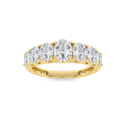 2CTW Oval Shaped Lab Grown Diamond (F/VS) Seven Stone Band Ring in 14K Gold