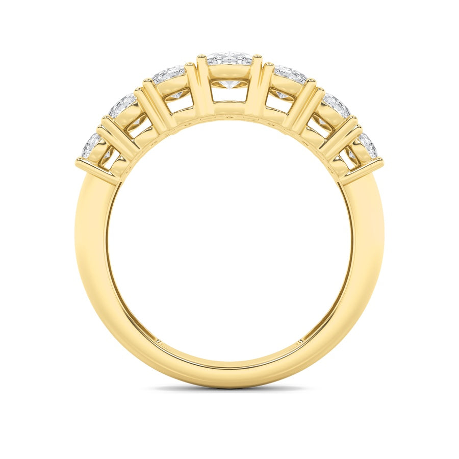 2CTW Oval Shaped Lab Grown Diamond (F/VS) Seven Stone Band Ring in 14K Gold