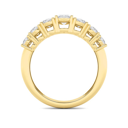 2CTW Oval Shaped Lab Grown Diamond (F/VS) Seven Stone Band Ring in 14K Gold