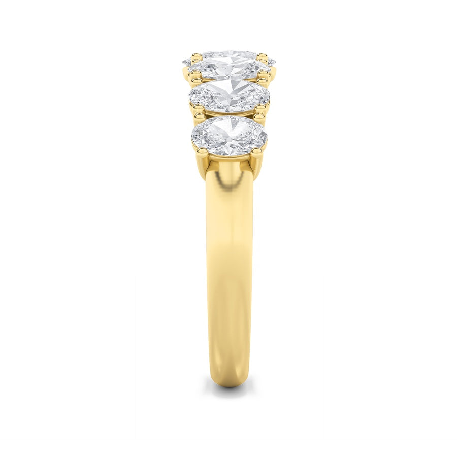 2CTW Oval Shaped Lab Grown Diamond (F/VS) Seven Stone Band Ring in 14K Gold