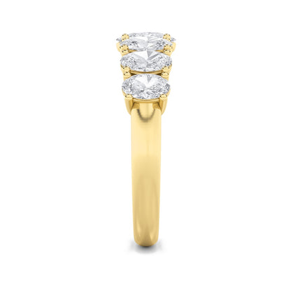 2CTW Oval Shaped Lab Grown Diamond (F/VS) Seven Stone Band Ring in 14K Gold