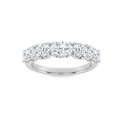 2CTW Oval Shaped Lab Grown Diamond (F/VVS) Five Stone Band Ring in 14K Gold