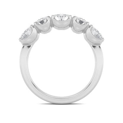 2CTW Oval Shaped Lab Grown Diamond (F/VVS) Five Stone Band Ring in 14K Gold