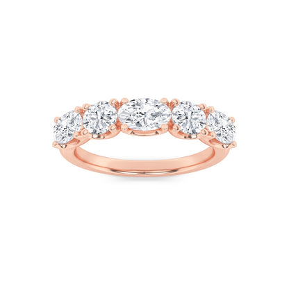 2CTW Oval Shaped Lab Grown Diamond (F/VVS) Five Stone Band Ring in 14K Gold