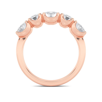 2CTW Oval Shaped Lab Grown Diamond (F/VVS) Five Stone Band Ring in 14K Gold