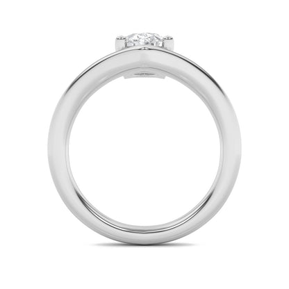1.5CTW Oval Shaped Lab Grown Diamond (G/VS) Chevron Solitaire Engagement Ring in 14K Gold