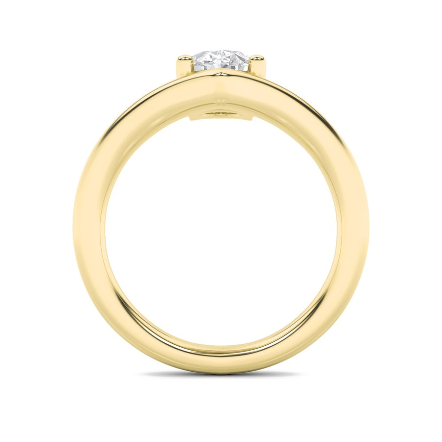 1.5CTW Oval Shaped Lab Grown Diamond (G/VS) Chevron Solitaire Engagement Ring in 14K Gold
