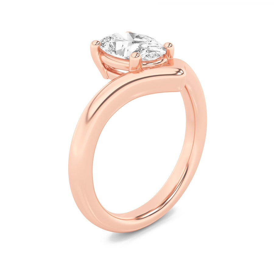 1.5CTW Oval Shaped Lab Grown Diamond (G/VS) Chevron Solitaire Engagement Ring in 14K Gold