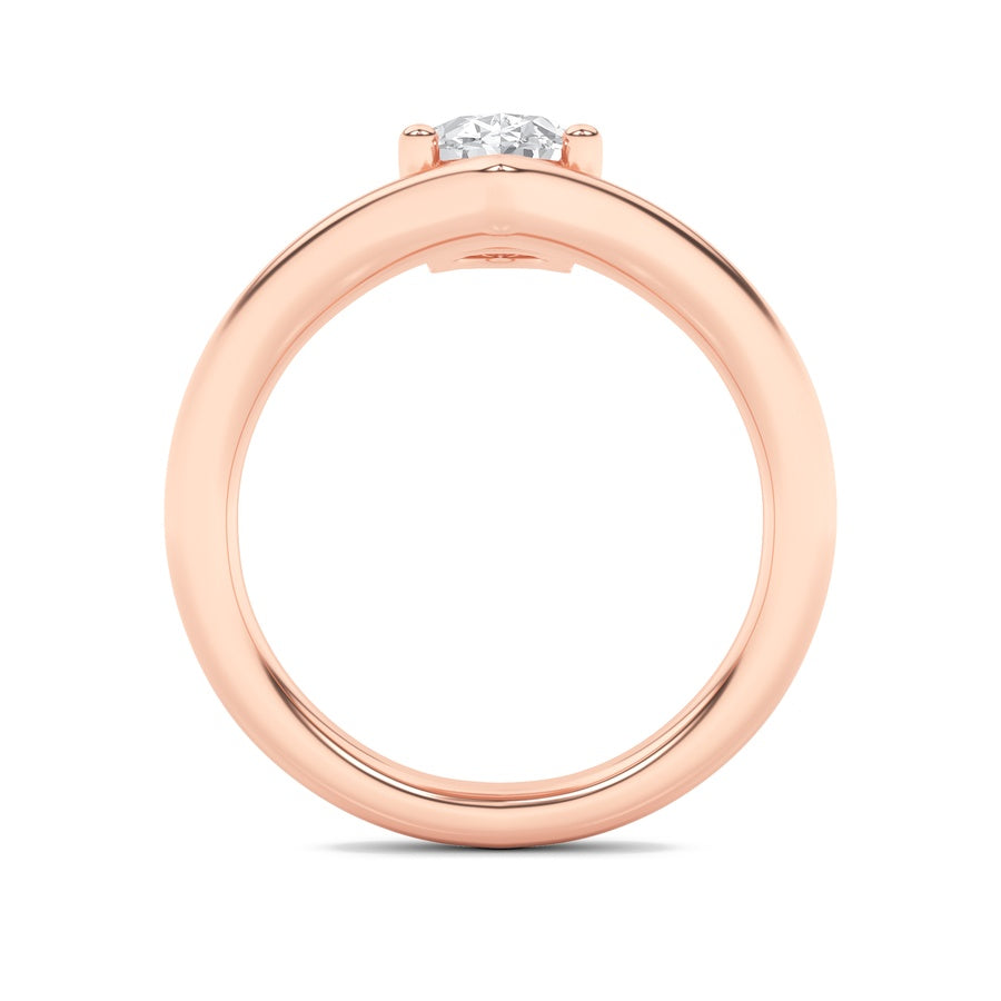 1.5CTW Oval Shaped Lab Grown Diamond (G/VS) Chevron Solitaire Engagement Ring in 14K Gold