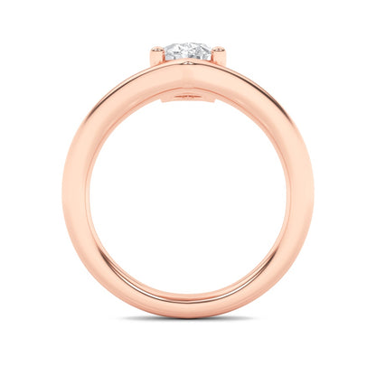 1.5CTW Oval Shaped Lab Grown Diamond (G/VS) Chevron Solitaire Engagement Ring in 14K Gold