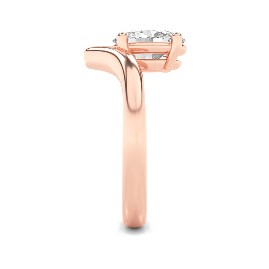 1.5CTW Oval Shaped Lab Grown Diamond (G/VS) Chevron Solitaire Engagement Ring in 14K Gold