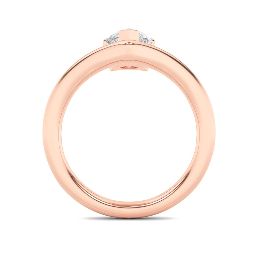 1.5CTW Pear Shaped Lab Grown Diamond (F/VS) Chevron Solitaire Engagement Ring in 14K Gold