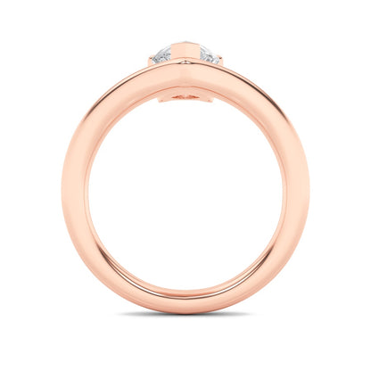 1.5CTW Pear Shaped Lab Grown Diamond (F/VS) Chevron Solitaire Engagement Ring in 14K Gold