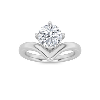 1.5CTW Round Shaped Lab Grown Diamond (G/VS) Chevron Solitaire Engagement Ring in 14K Gold