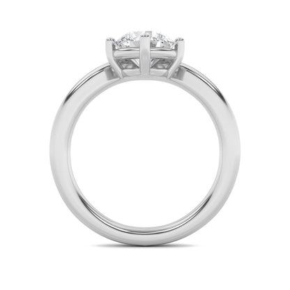 1.5CTW Round Shaped Lab Grown Diamond (G/VS) Chevron Solitaire Engagement Ring in 14K Gold