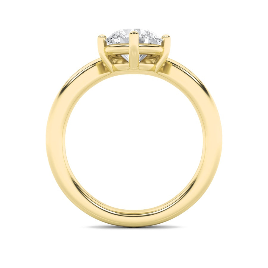 1.5CTW Round Shaped Lab Grown Diamond (G/VS) Chevron Solitaire Engagement Ring in 14K Gold