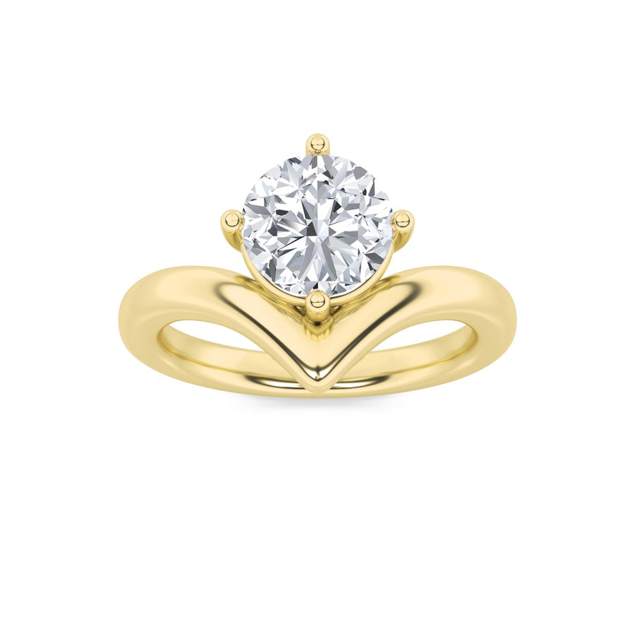 1.5CTW Round Shaped Lab Grown Diamond (G/VS) Chevron Solitaire Engagement Ring in 14K Gold