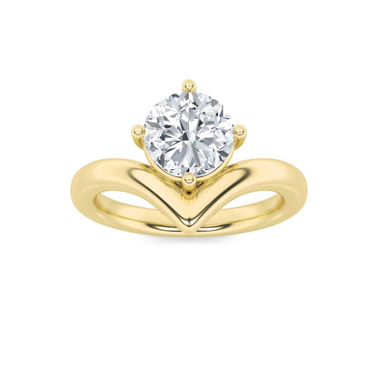 1.5CTW Round Shaped Lab Grown Diamond (G/VS) Chevron Solitaire Engagement Ring in 14K Gold
