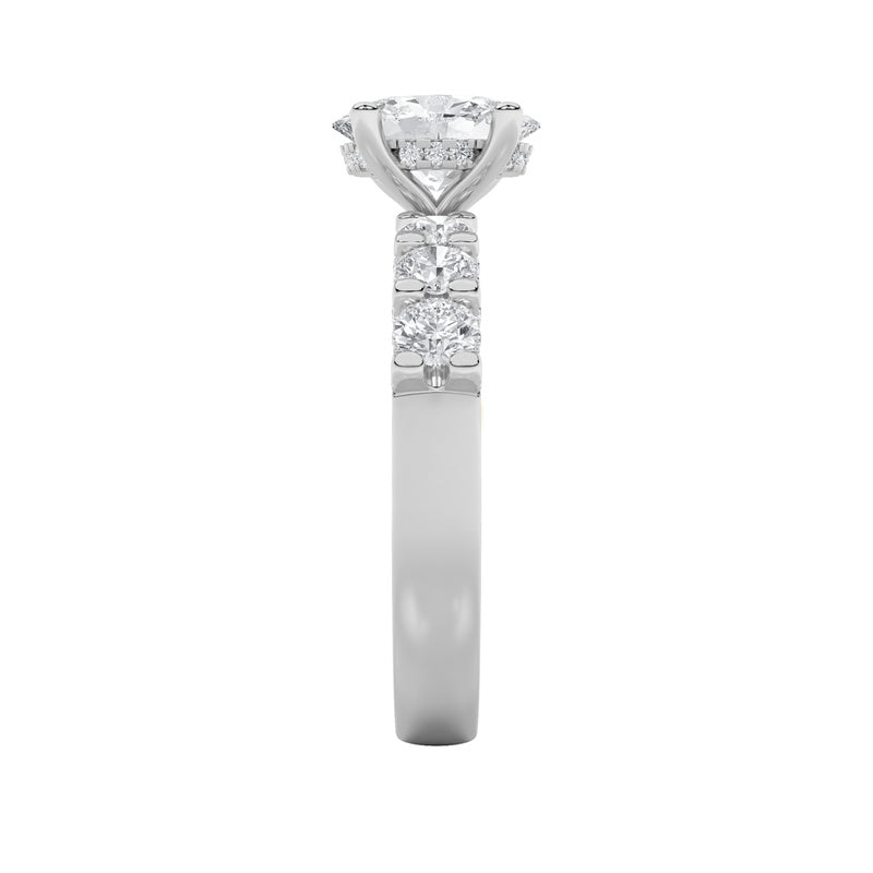 2.5CTW Oval Shaped Lab Grown Diamond (G/VS) Accented Double Halo Set of Band and Ring in 14K Gold