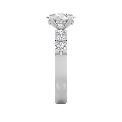 2.5CTW Oval Shaped Lab Grown Diamond (G/VS) Accented Double Halo Set of Band and Ring in 14K Gold