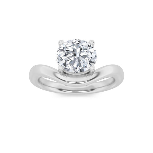 2CTW Round Shaped Lab Grown Diamond (F/VS) Accented Solitaire Fancy Engagement Ring in 14K Gold