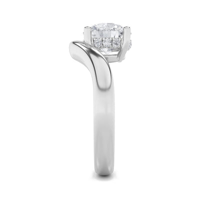 2CTW Round Shaped Lab Grown Diamond (F/VS) Accented Solitaire Fancy Engagement Ring in 14K Gold