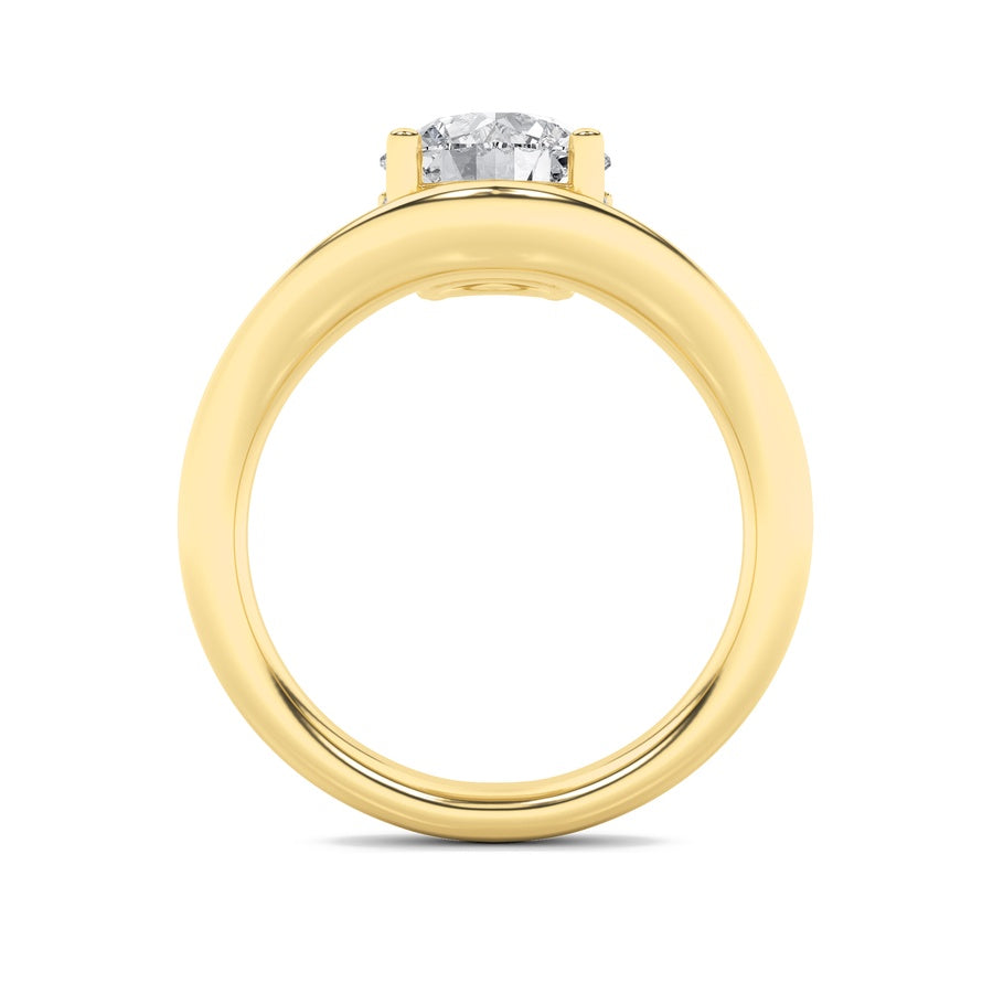 2CTW Round Shaped Lab Grown Diamond (F/VS) Accented Solitaire Fancy Engagement Ring in 14K Gold