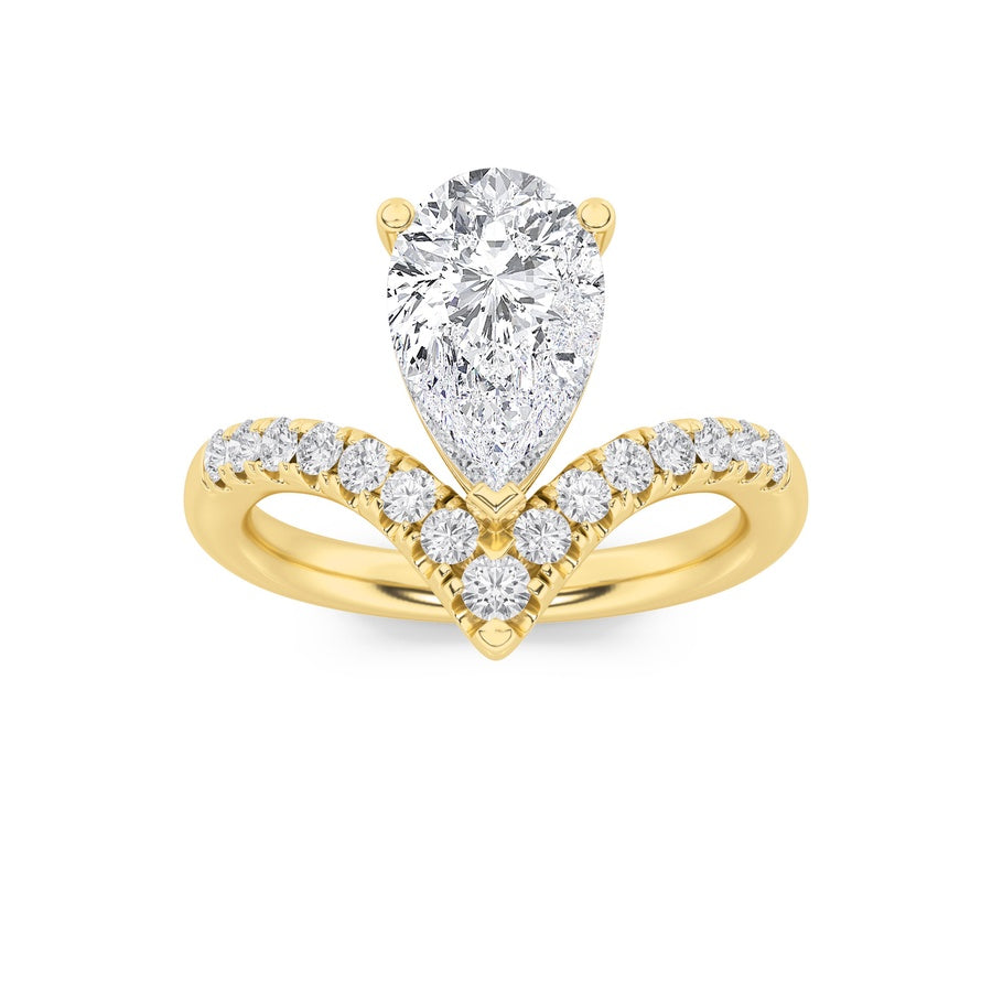 2CTW Pear Shaped Lab Grown Diamond (F/VS) Accented Solitaire Fancy Engagement Ring in 14K Gold