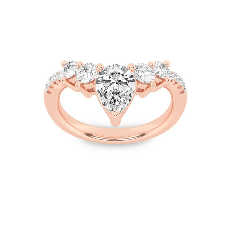 1.5CTW Pear Shaped Lab Grown Diamond (F/VS) Fancy Contour Ring in 14K Gold