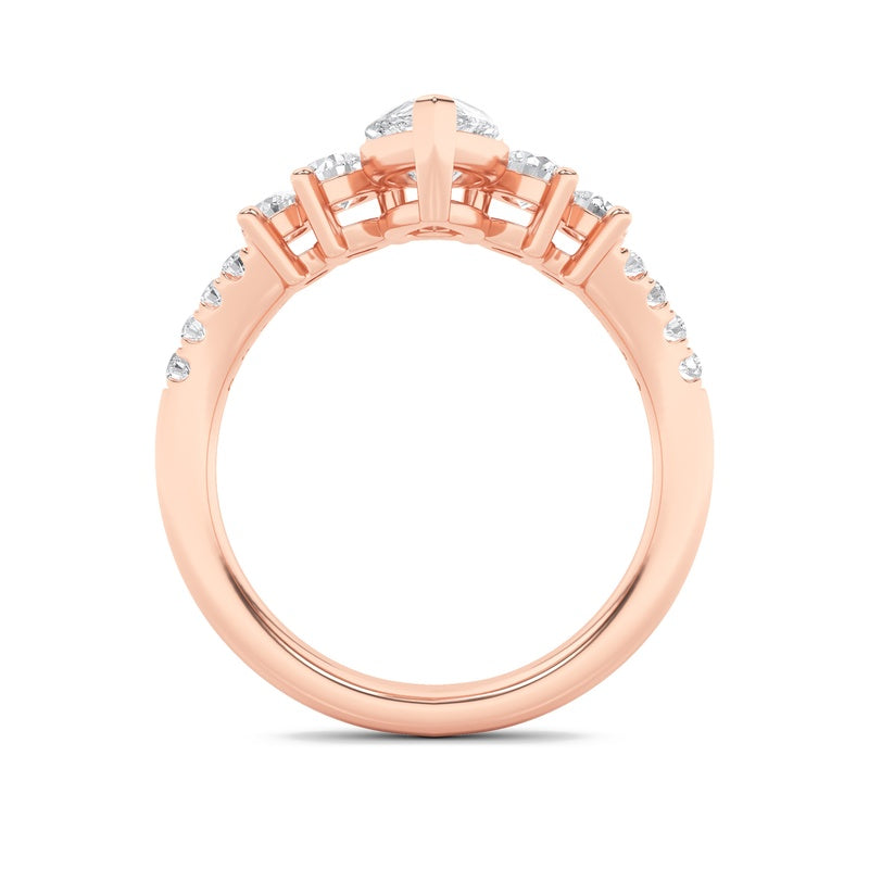 1.5CTW Pear Shaped Lab Grown Diamond (F/VS) Fancy Contour Ring in 14K Gold