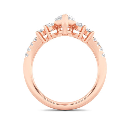 1.5CTW Pear Shaped Lab Grown Diamond (F/VS) Fancy Contour Ring in 14K Gold