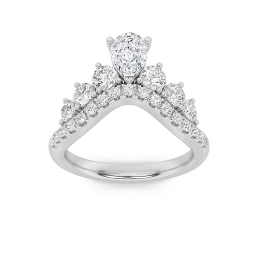 1.5CTW Pear Shaped Lab Grown Diamond (F/VS) Fancy Contour Ring in 14K Gold
