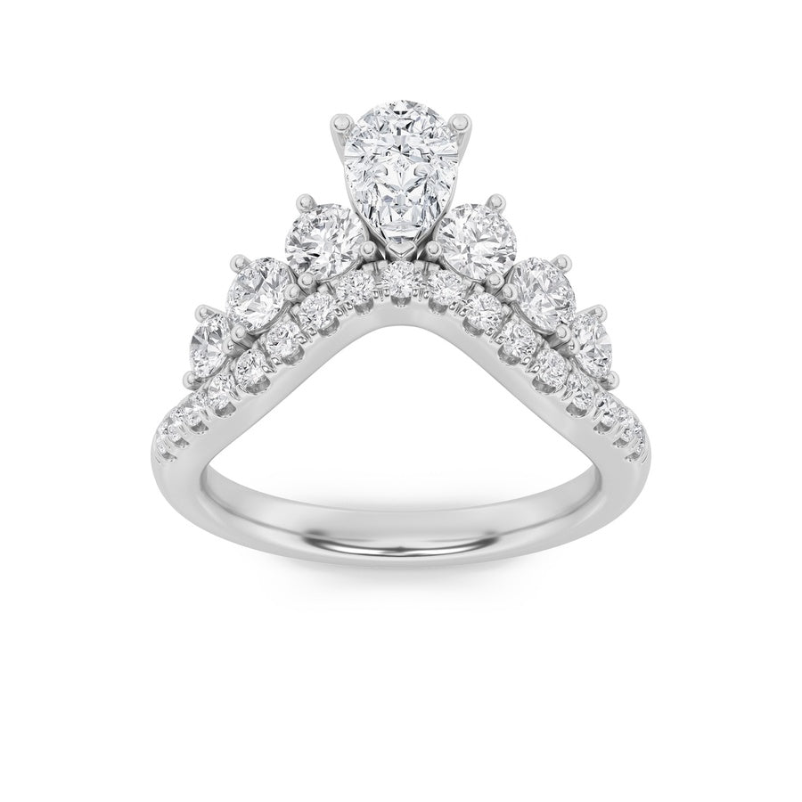 1.5CTW Pear Shaped Lab Grown Diamond (F/VS) Fancy Contour Ring in 14K Gold