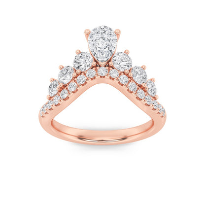 1.5CTW Pear Shaped Lab Grown Diamond (F/VS) Fancy Contour Ring in 14K Gold