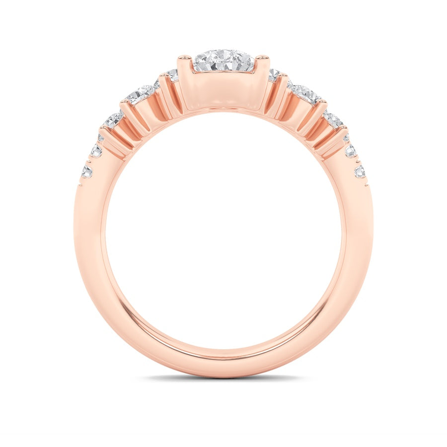1.5CTW Pear Shaped Lab Grown Diamond (F/VS) Fancy Contour Ring in 14K Gold