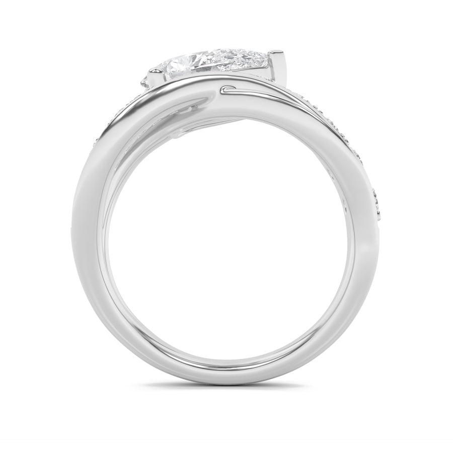 2CTW Pear Shaped Lab Grown Diamond (F/VS) Fashion AccentedEngagement Ring in 14K Gold