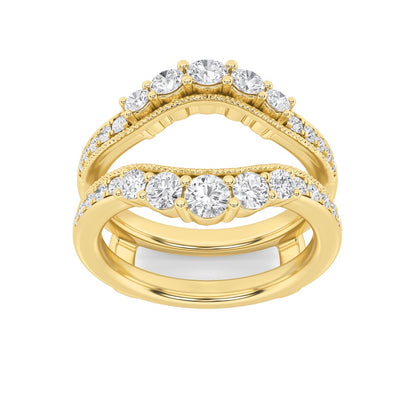 1CTW Round Shaped Lab Grown Diamond (F/VS) Insert Jacket Ring in 14K Gold